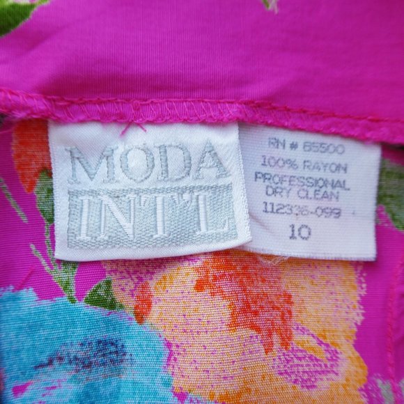 Vintage Moda Int'l Pink Floral Sheath Tank Dress Princess Zipper Back M - Picture 8 of 8